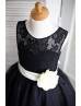 Black Lace Tulle Knee Length Flower Girl Dress